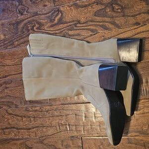 Suede Blondo Tan Knee-High Boots with Zipper